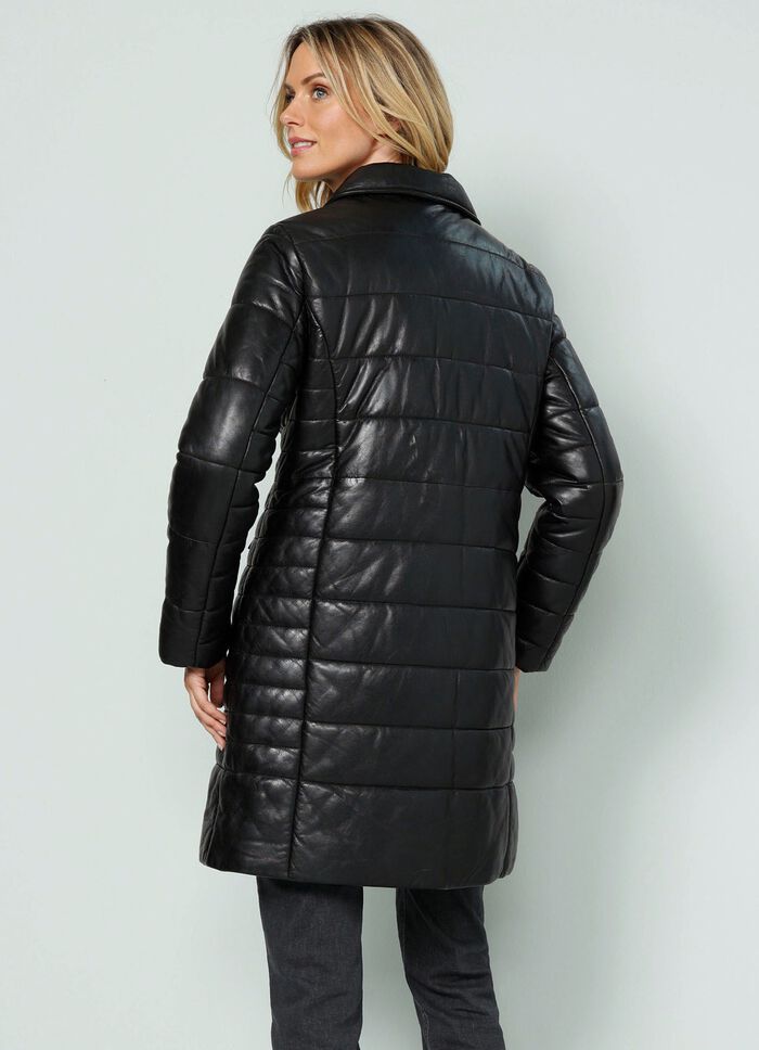 Korte leren jas met binnenzak 