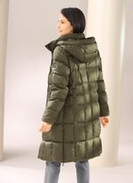 Korte jas met dons en afneembare capuchon OLIJFGROEN