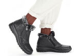 Rieker, gevoerde dameslaarzen, winterschoenen, met rits ZWART