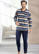 Twee-pack pyjama's met V-hals en open zomen 
