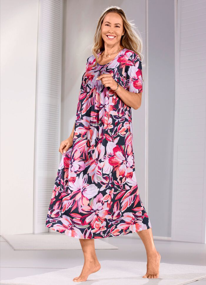 Laurina nachthemd met quiltwerk en plooien aan de voorkant 