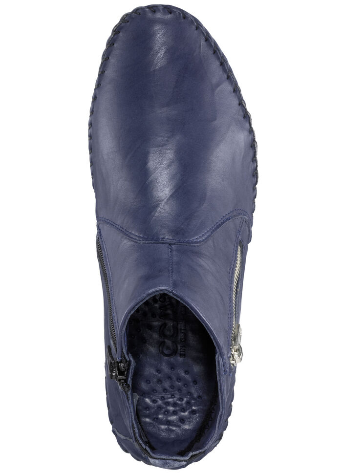 Gemini, comfortabele dames enkellaarsjes, breedte G, met uitneembaar voetbed BLAUW