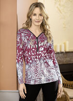 Shirt met dierenbontmotief in 3 kleuren BORDEAUX-GRAU-ECRU