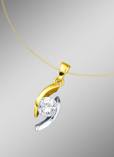 Klassieke solitaire hanger in bicolor met diamant 