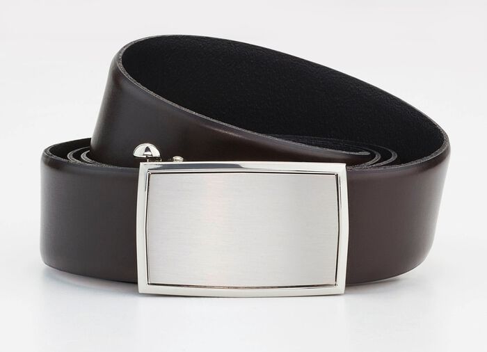 Herenriem, 3,5 cm breed met automatische sluiting DONKERBRUIN