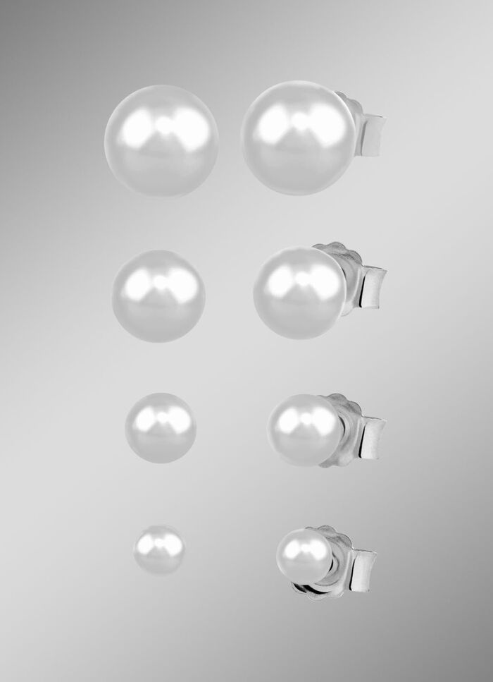 Tijdloze oorbellenset in zilver, 4 paar 