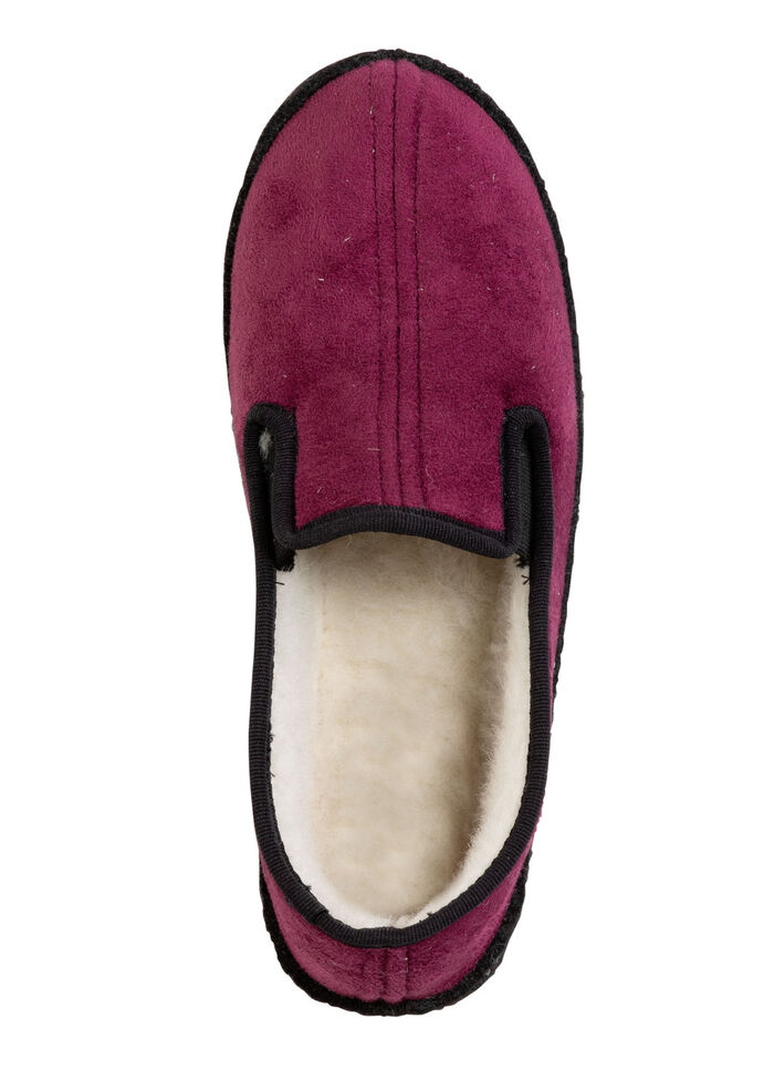Ademende velours pantoffels BORDEAUXROOD-ZWART