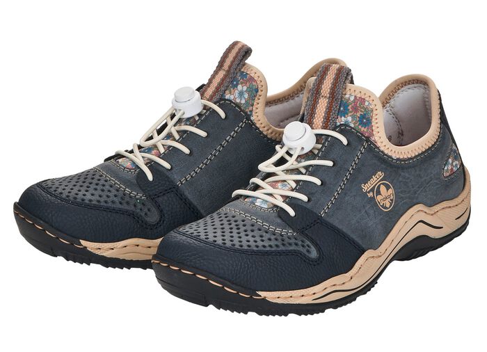 Rieker, sportieve damessneakers, met uitneembaar voetbed JEANSBLAUW/BEIGE