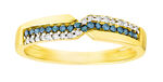 Prachtige damesring met witte en blauwe diamanten 