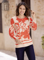 Shirt met flatlocknaden in 2 kleuren ORANJE-BEIGE