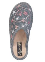 Laurina, lichte damespantoffels met kleurrijk bloemenborduurwerk GRIJS