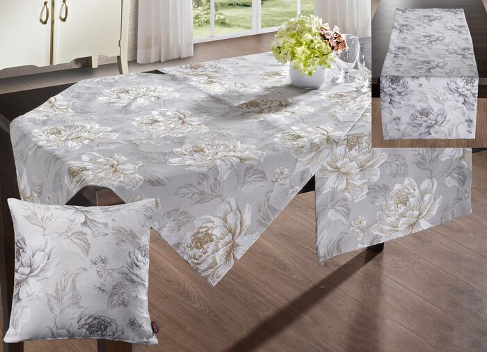 Tafelkleed of kussensloop met een bloemmotief 