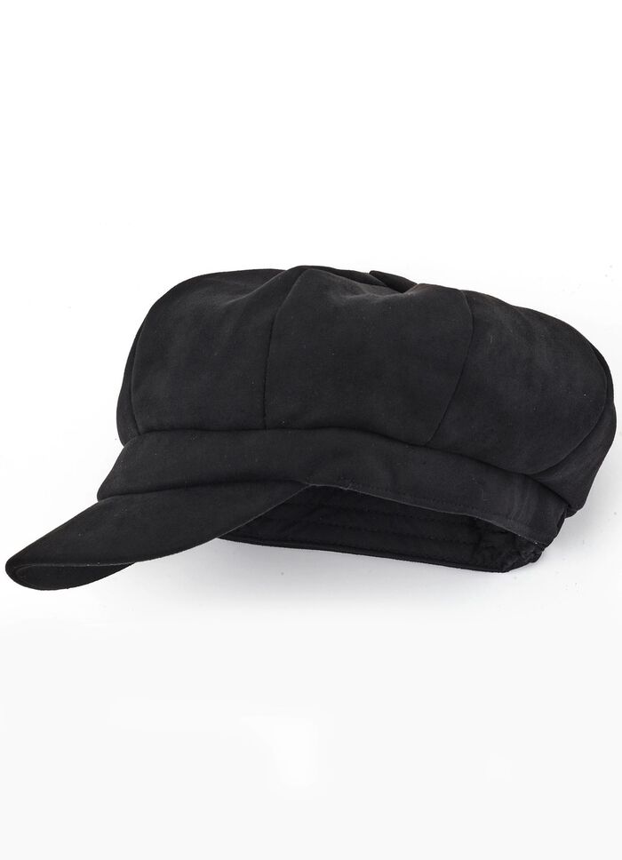 Elegante dames krantenjongenspet met elastiek aan de achterkant 