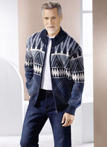 Jas met jacquardmotief MARINE ECRU BLAUW