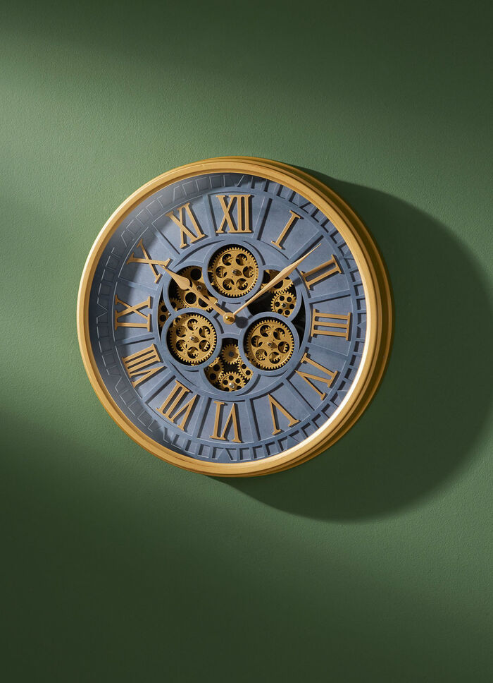 Wandklok met zichtbare tandwielen ANTHRAZIT