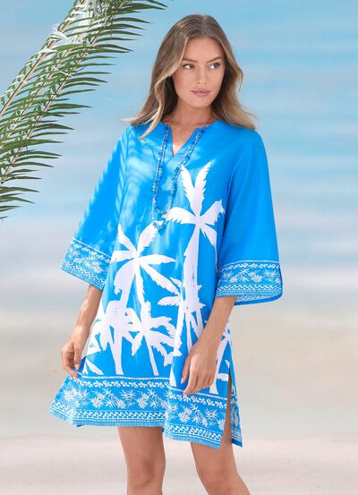 Tuniek met palmprint, puur katoen 