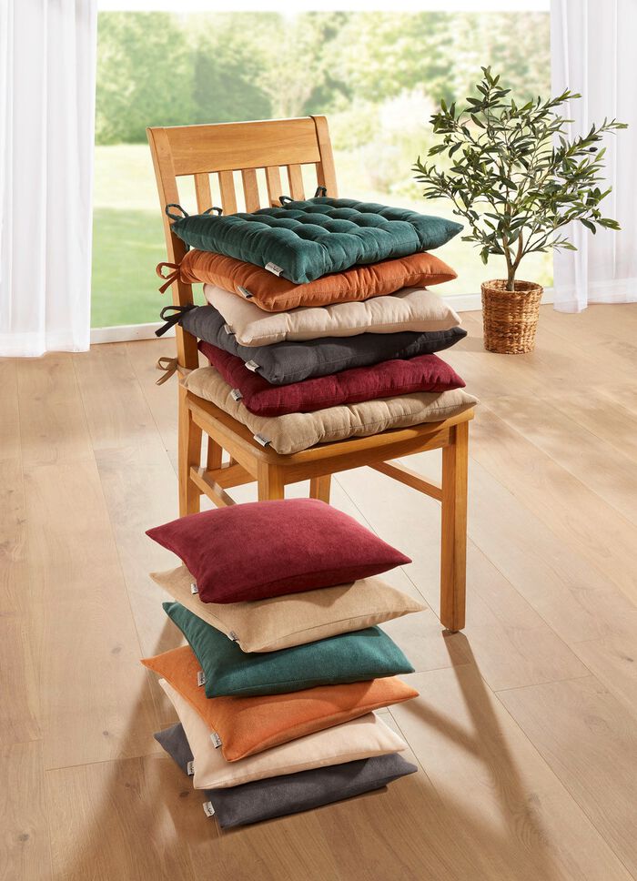 Stoelkussen en kussenhoes in fijn ribfluweel NATUUR