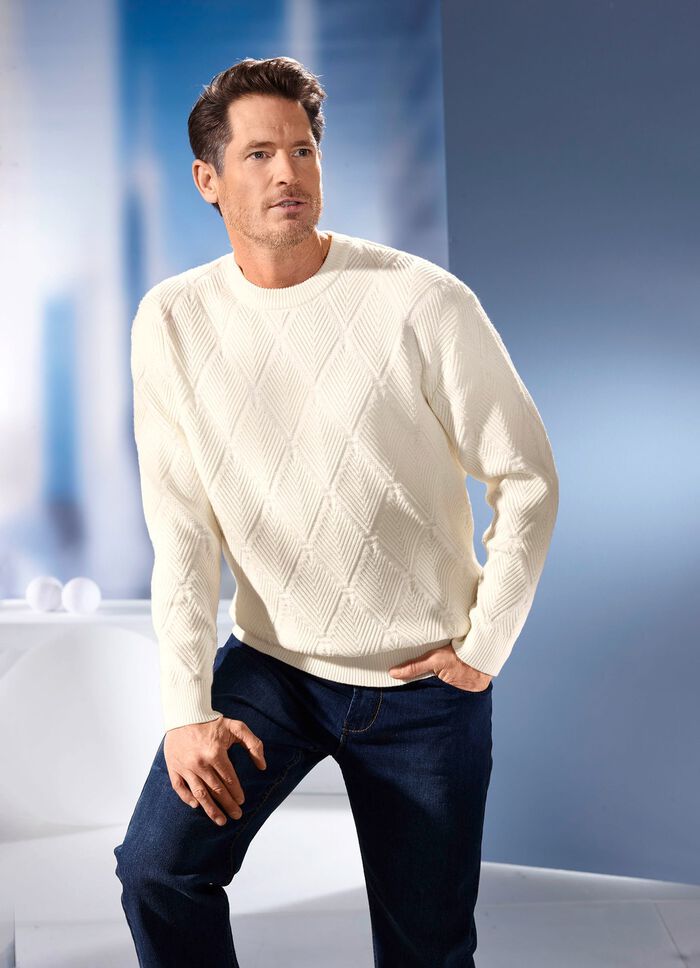 Trui met ronde hals en gestructureerd ontwerp in 2 kleuren 