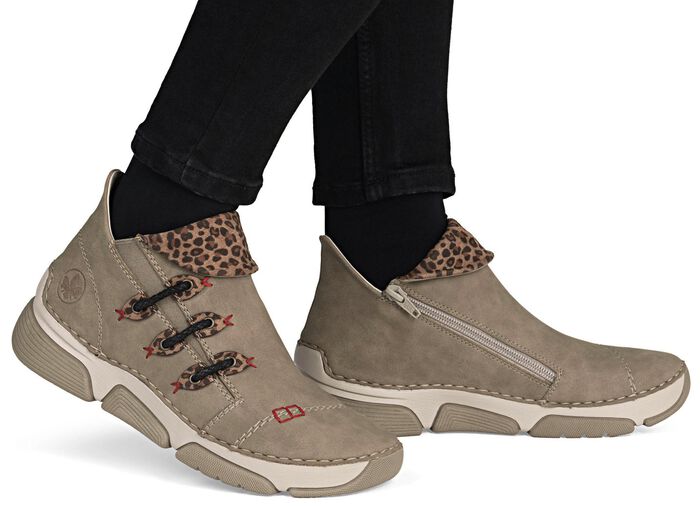 Rieker, trendy dameslaarzen, winterschoenen, met rits TAUPE-BRUIN