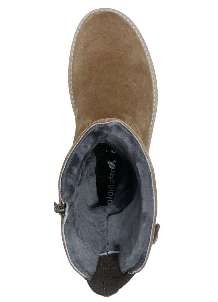 Waldläufer, gevoerde dameslaarzen, winterschoenen, breedte H, met lamsvacht COGNAC