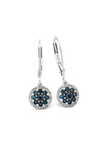 Prachtige oorbellen met blauwe diamanten en witte diamanten 