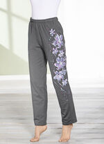 Broek met een geweldig bloemendessin ANTHRAZIT
