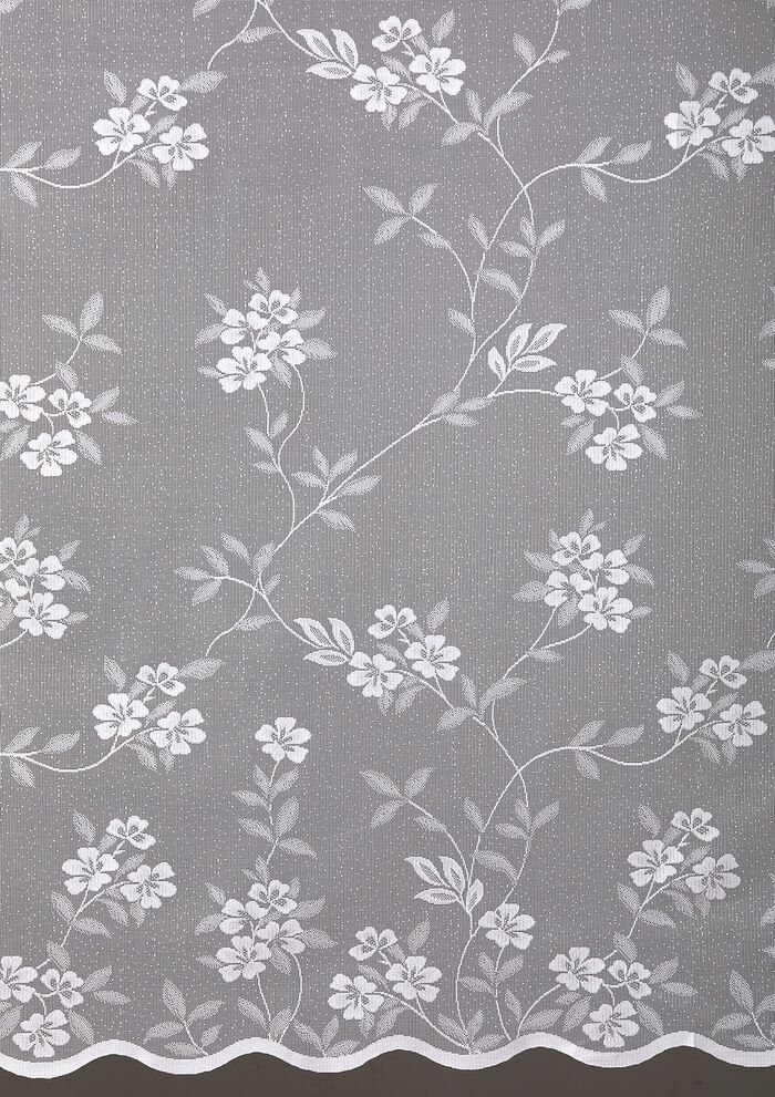 Bloemenraamrolgordijn met universeel raillint WIT