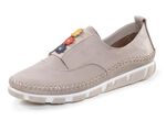 Gemini pantoffels met een subtiele kreukelstructuur en kleurrijke leren bloemen 