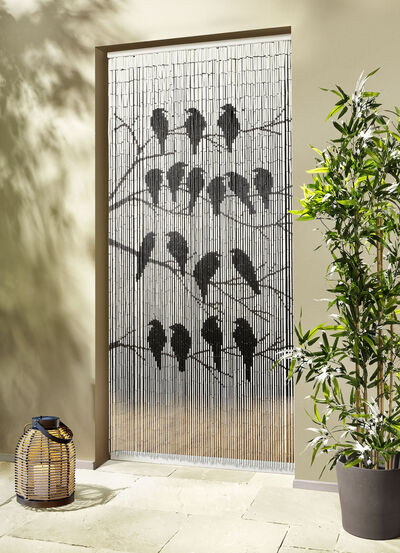 Bamboe gordijn met vogelmotief 