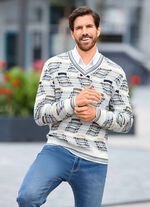 Modieuze trui met V-hals en intarsia-patroon 