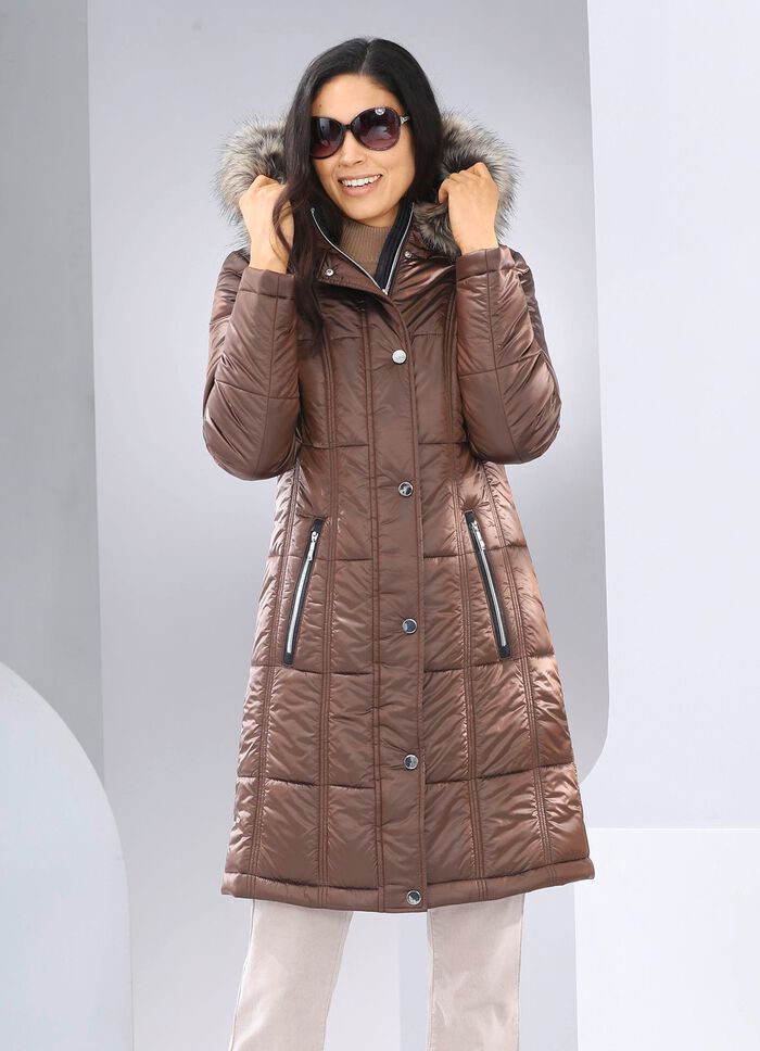 Korte jas met afneembare rand van imitatiebont 