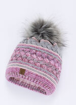 Interessante dameshoed, met pompon ROZE