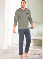 Set van twee pyjama's met V-hals en open zomen 