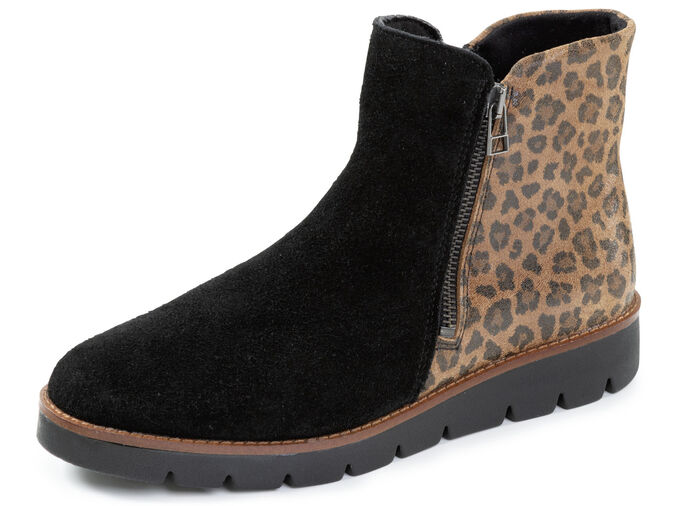 ELENA EDEN, trendy dames enkellaarsjes, breedte G, met uitneembaar voetbed SCHWARZ-BRAUN