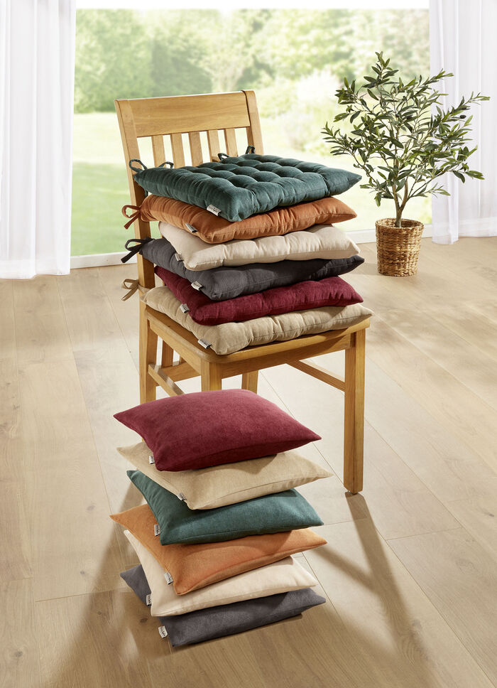 Stoelkussen en kussenhoes in fijn ribfluweel GRIJS