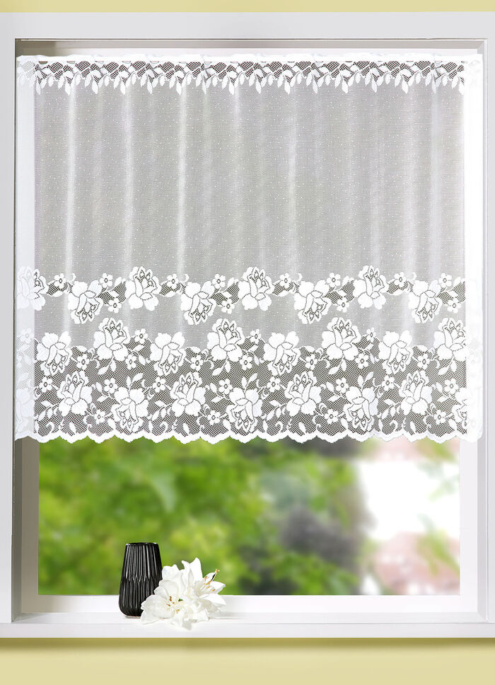 Decoratief glasgordijn voor kleine ramen, met stangdoorvoer 