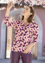 Shirt met schitterende all-over print TAUPE-BESSEN-ECRU