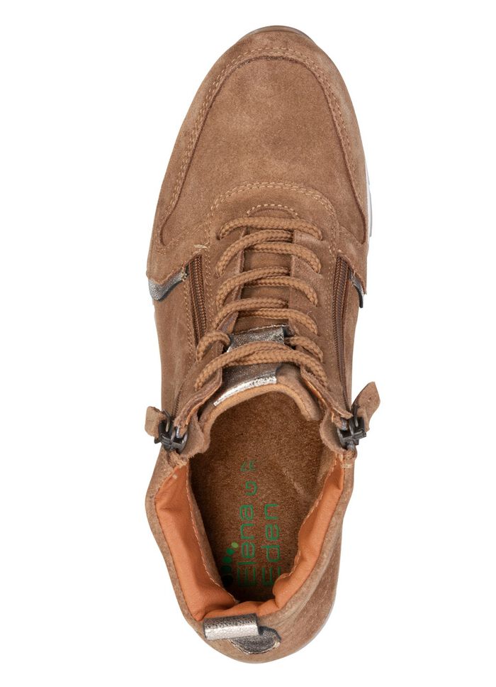 ELENA EDEN, gevoerde dameslaarzen, winterschoenen, breedte G, met uitneembaar voetbed COGNAC