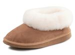 ELENA EDEN, warme damespantoffels, breedte G, met lamsvacht TABAKSBRUIN