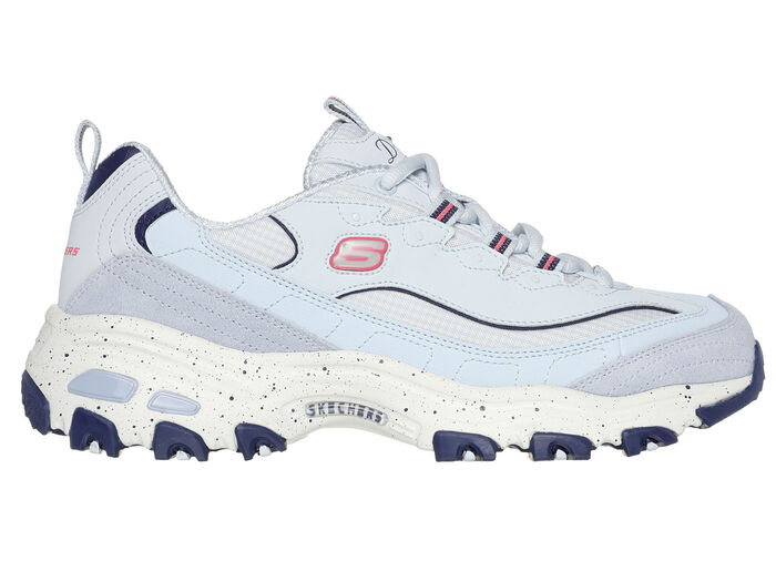 SKECHERS sneakers met veters en suède afwerking BLAU-PINK