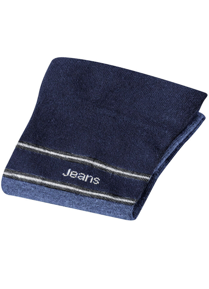 Vijfpak sokken met drukvrije boorden 3X MARINEBLAUW, 2X JEANSBLAUW/MARINEBLAUW