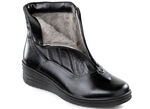ELENA EDEN, gevoerde dames enkellaarsjes, winterschoenen, breedte H, met lamsvacht ZWART