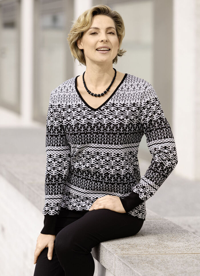 Trui in jacquardmotief ZWART-WIT
