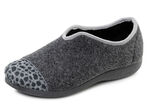 Laurina, trendy damespantoffels, breedte H, met luipaardprint ANTHRAZIT-GRAU