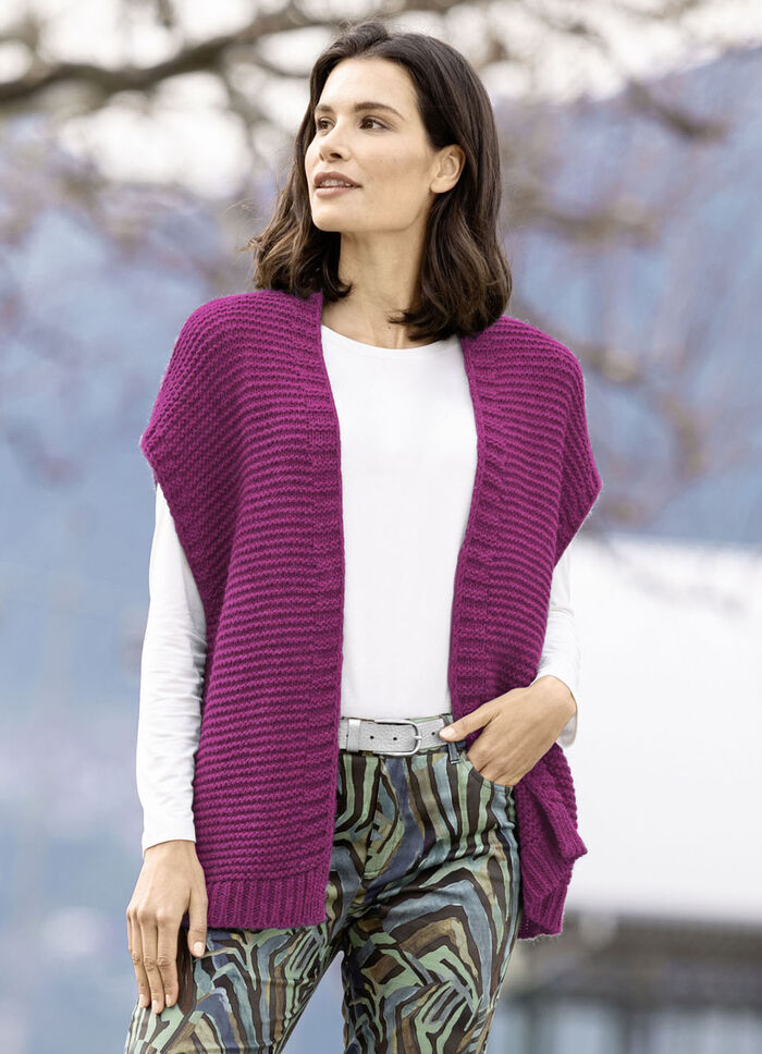 Gebreid vest met alpaca-aandeel MAGENTA MELIERT