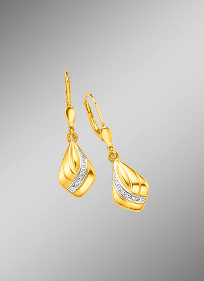 Glanzende oorbellen met diamant 