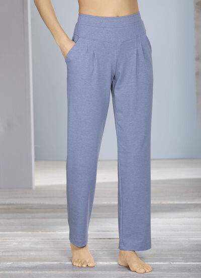 Broek met brede elastische tailleband 