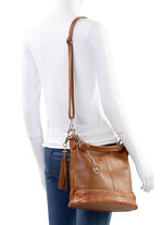 Laurina kalfslederen tas met reliëfafwerking COGNAC