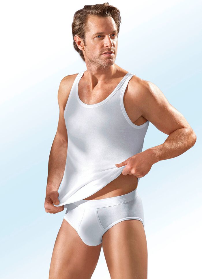 Schiesser drietal onderbroeken van fijnribstof met elastische tailleband, wit 