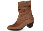 Andrea Conti, modieuze dames enkellaarsjes, winterschoenen, met rits COGNAC
